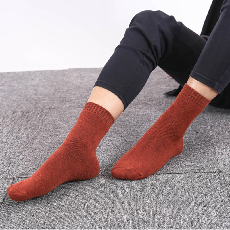 Winter Men's Super Thick Warm High Quality Harajuku Retro Snow Casual Antifreeze Wool Socks