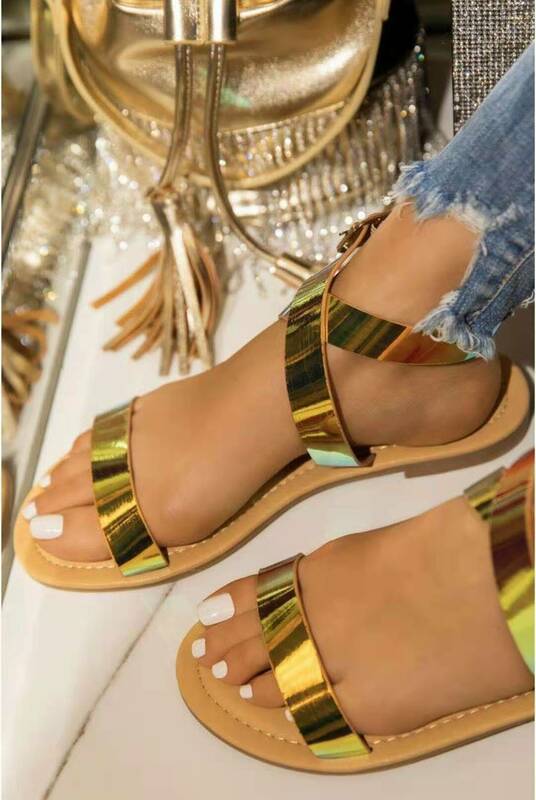 Sandały damskie płaskie buty letnie krzyżowe koronki gradientu Open-toed kostki pasek plaża Casual klapki damskie kobiety Zapatos De Mujer