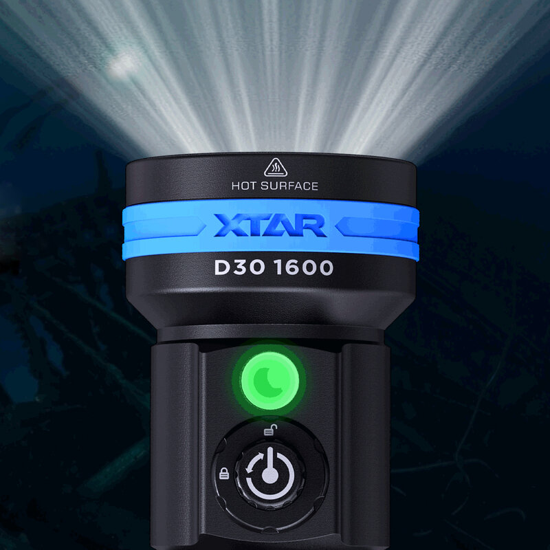 XTAR D30 1600 Senter Menyelam CREE XHP35LED 1600Lumen UV/Merah/Biru Cahaya Bawah Air 100 Meter Senter Menyelam Senter