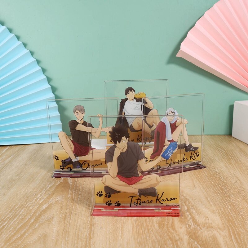 Biurko płyta zabawka dwustronnie stylowa dla Anime Haikyuu akrylowe stoisko Model figurki drukowane komiks dekoracje Exhabition prezent