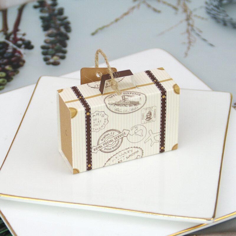 Mini maleta creativa para dulces, caja de cartón, regalo de Navidad, sorpresa, 2 piezas