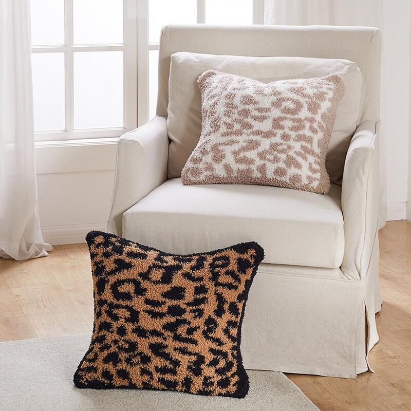 Capa de almofada de velo de impressão de leopardo, capa de almofada de velo de alta qualidade, capa de almofada leve super macia e confortável
