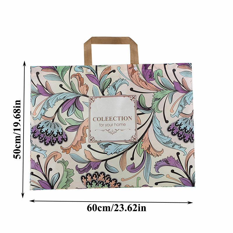Bolsa de compras impermeável e reutilizável, bolsa dobrável tipo flamingo com estampa de flores, sacola para compras à prova d'água