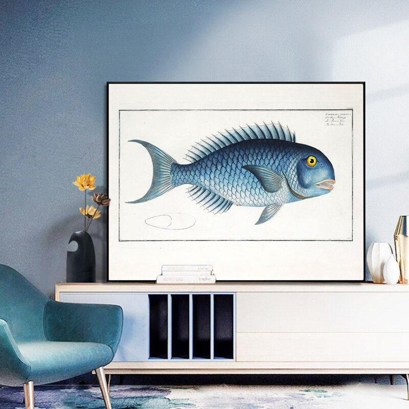 Retro arte animal cartaz peixe evolução popular ciência pintura da lona sala de estar corredor decoração casa mural