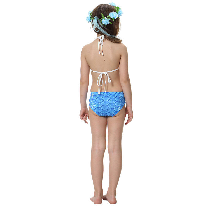 New! Children Swimming Mermaid Tail Bikini Set Can Add Monofin Flipper Halloween Costume Cosplay Swimsuit Bathing Suit for Girls