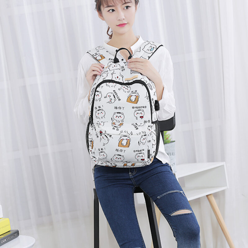 Nuevos bolsos de escuela chica mochila mujer mochila para portátil cosméticos mochilas escolares para los niños lindo gato mochila escolar para las niñas Paquete de bolsa