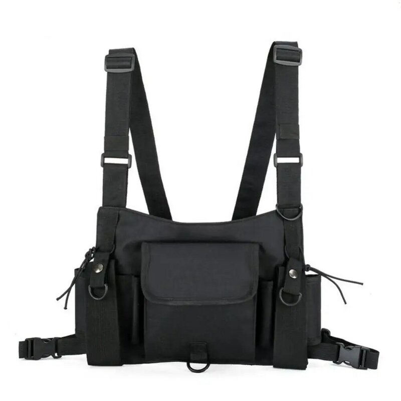 Wholesales Fashion Men Multi Pockets Double Straps Nylon Chest Bag Vest Streetwear Pack