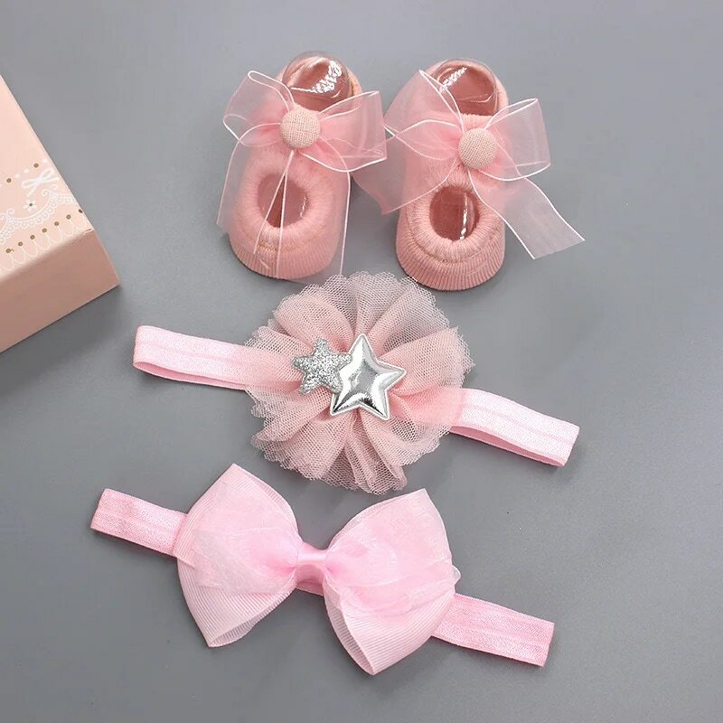 calcetines lindo 3 unidsset bebé recién nacido diadema 