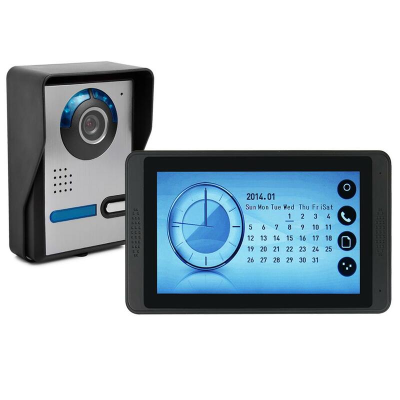 Timbre de puerta con pantalla táctil de 7 pulgadas, videoportero con cámara de visión nocturna infrarroja, intercomunicador para el hogar