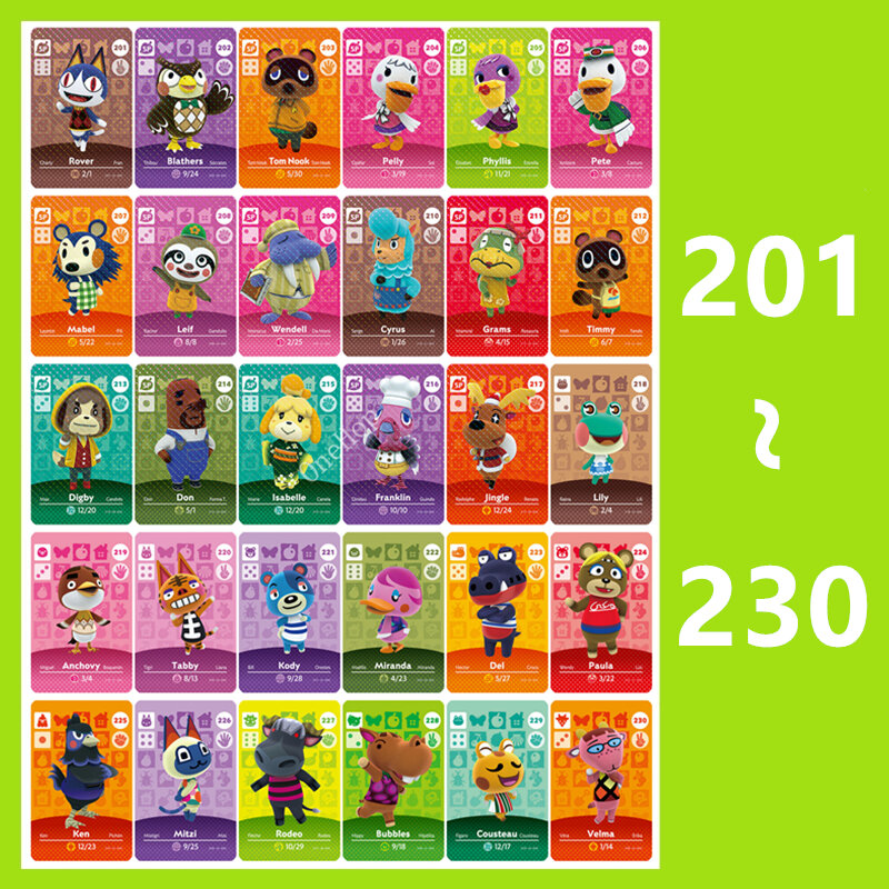 NO.201 ~ 230 Series 3 карты с животными, NFC-метка Ntag215 карта для Switch NS Game