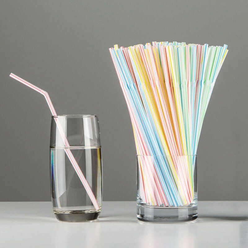 600 Pcs Wegwerp Stro Flexibele Plastic Rietjes Multi Kleur 21Cm Lengte Regenboog Rietjes Bendy Straw Bar Accessoires
