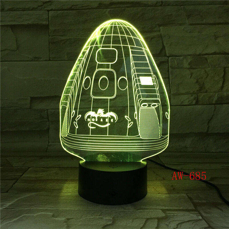 Luminária led elíptica colorida 3d, mesa de luz com toque, acrílico, criativa, luz noturna para decoração de casa