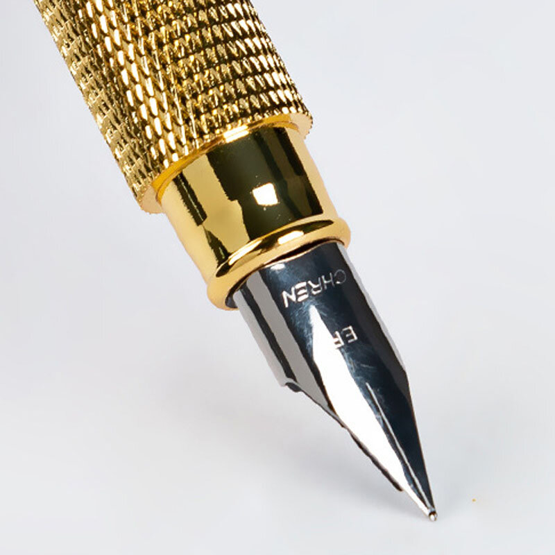 インク袋付きのエレガントな金属製の万年筆,オフィスや学校用の文房具,高級インクペン,ライティングビジネス,0.38mm