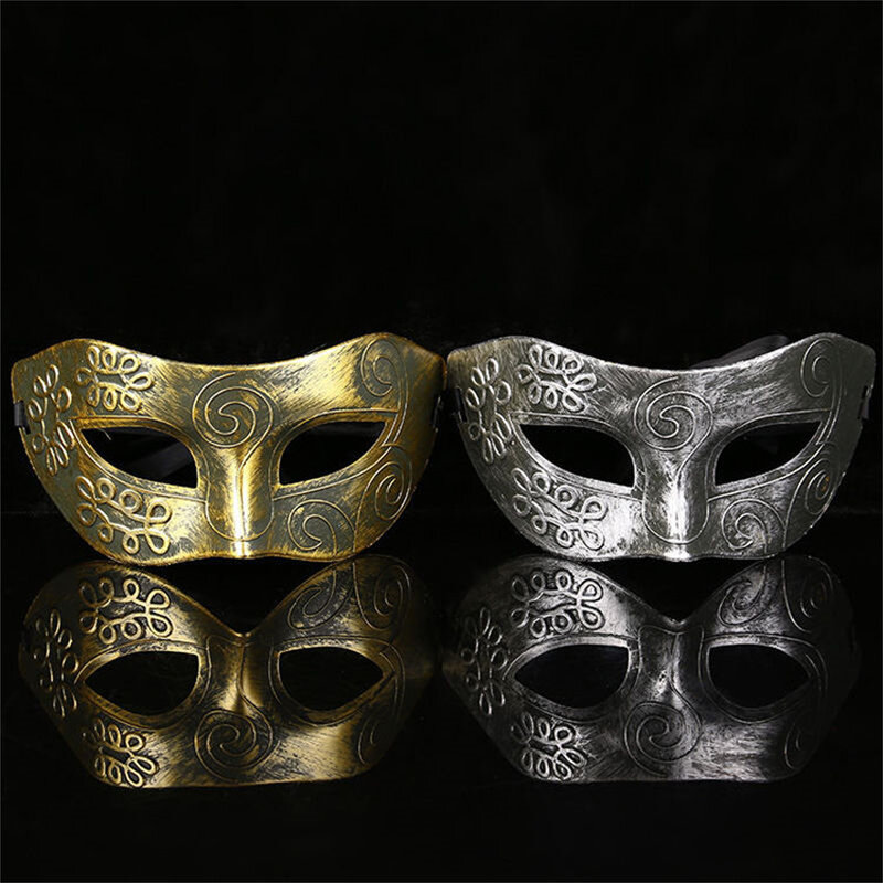 Men Retro Greece Roman Gladiator Warrior Masquerade Mask Halloween Costume Party Mask, Vintage Greek Roman Mask Gold/Silver
