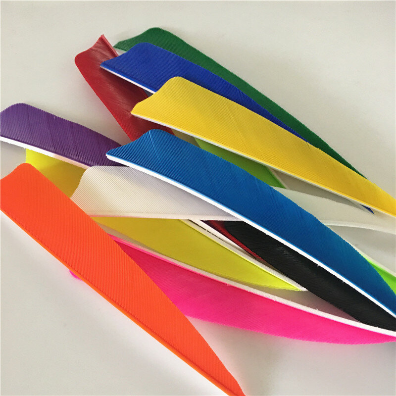 50pcs 4 inch Shield Cut Shape  12 Color Archery Hunting And Shooting Arrow Feather Fletching Accessories F-17