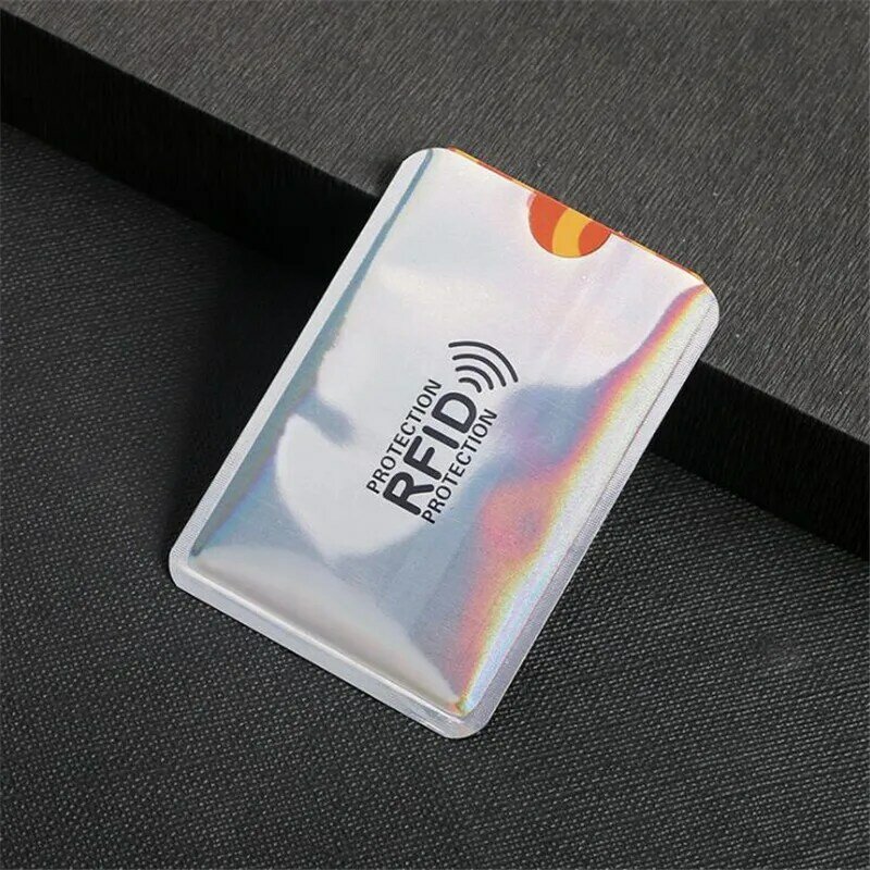 Tarjetero Unisex de papel de aluminio RFID, bolsa protectora antirrobo NFC, 2 piezas