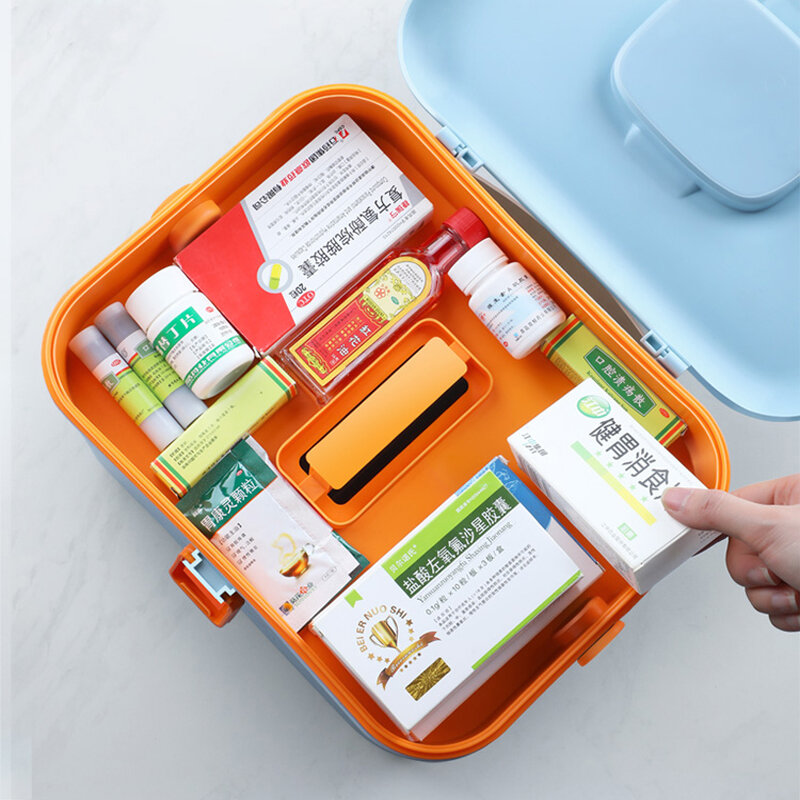 Scatola di medicina con portapillole portatile pronto soccorso Kit medico contenitore famiglia emergenza medicina organizzatore di stoccaggio con manico