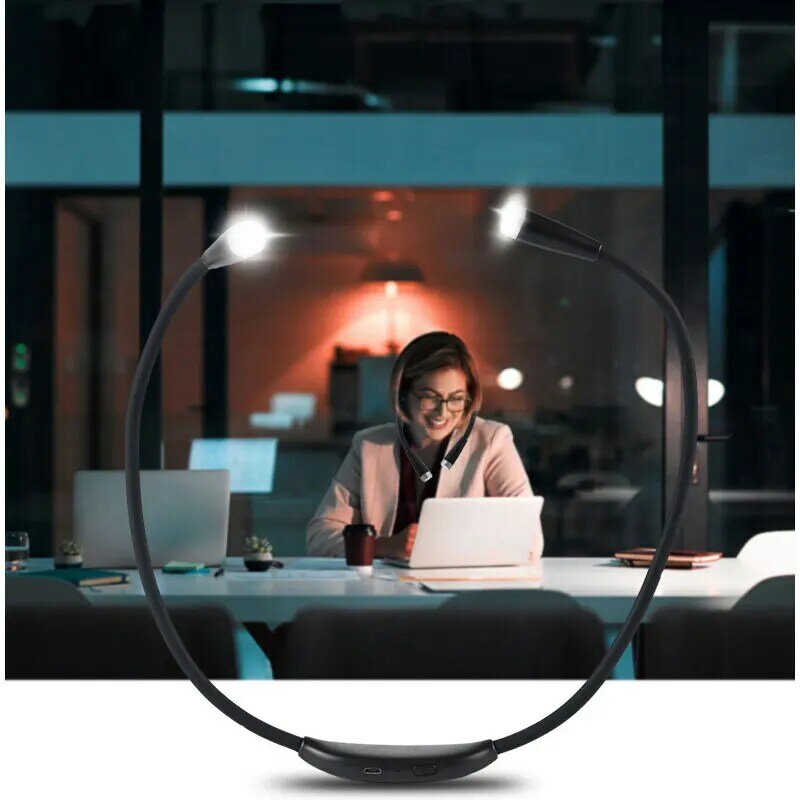 USB Charging LED Neck Hung Light Hands-Free Rechargeable Night Reading Lamp 3 Levels Brightness Hanging Neck Book Light