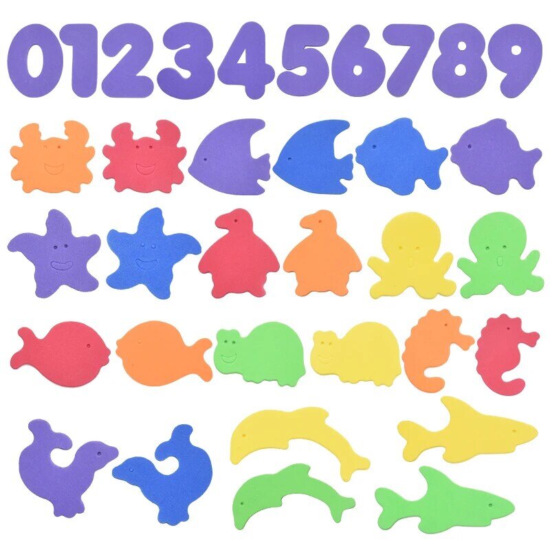 ตัวอักษรและตัวเลขตัวอักษรปริศนาของเล่นSoft EVAเด็กทารกห้องน้ำน้ำของเล่นเพื่อการศึกษาดูดปลาอ...