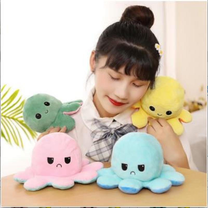 Octopus Doll Stuffed Plush Reverse Toys Poulpe Retroflexion Octopu Soft Double-Sided Flip Funny Emotion Pulpo Doll Peluches