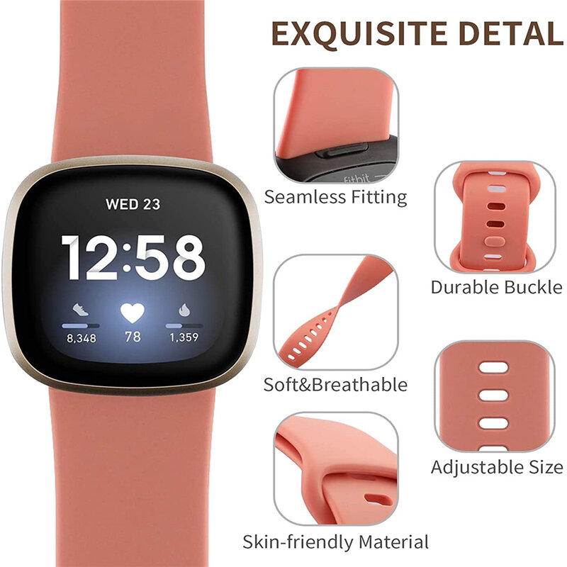 ซิลิโคนสำหรับ Fitbit Versa 3สมาร์ทนาฬิกา Buck กันน้ำขนาดใหญ่ผู้หญิงผู้ชายสร้อยข้อมือสำหรับ Fitbit sense สายคล...