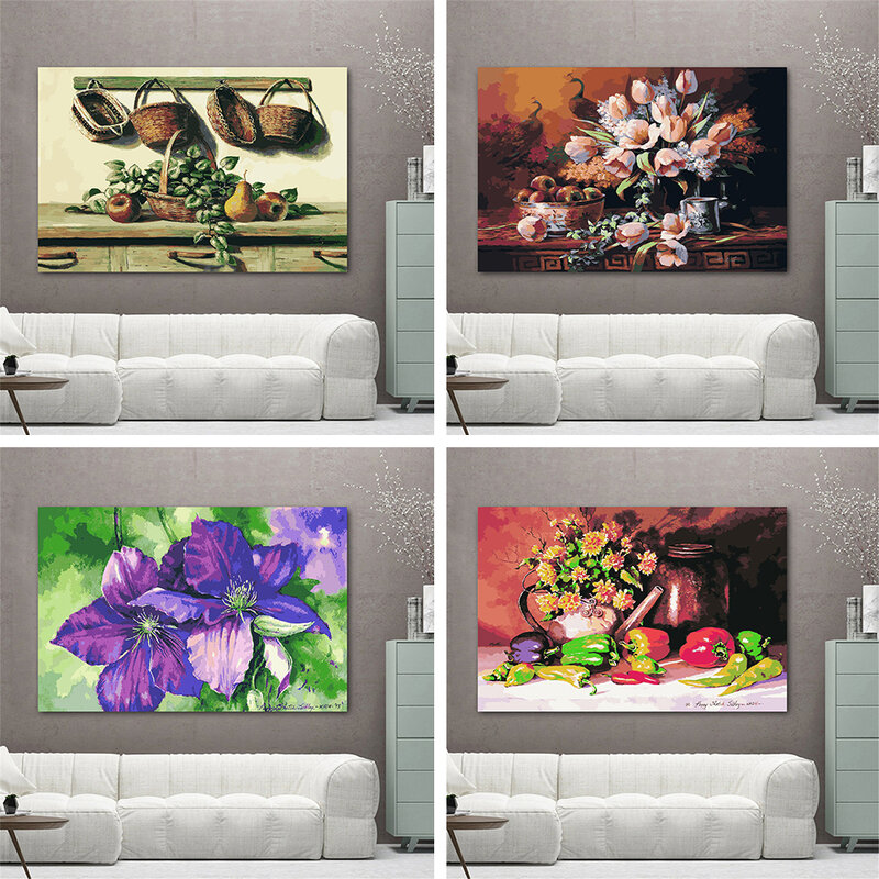 Modern Home Living Room Decoration Canvas DIY By Number Painting Poster Acrylic Paint By Number Coloring Wall Painting