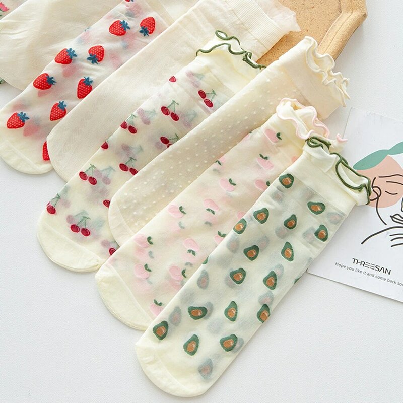 Calcetines de tubo para mujer, medias finas de encaje japonés, ligeras y transpirables, para primavera y verano