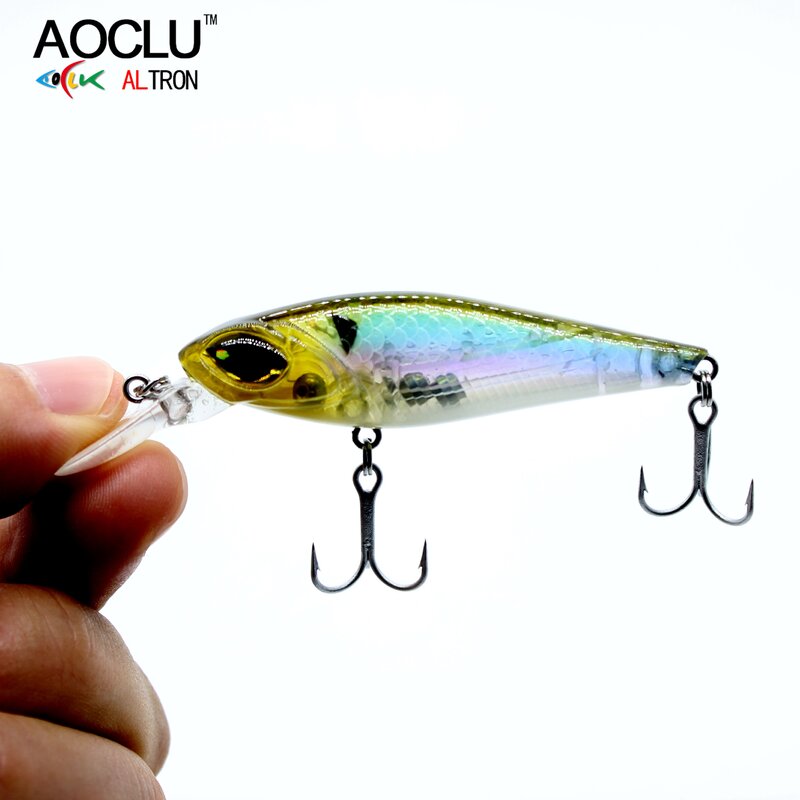 Aoclu-6色のハードベイト,魚を捕まえるためのルアー,クランク釣り道具,ミノー釣り道具,淡水および塩水,vmcフック,75mm,5.5g,送料無料