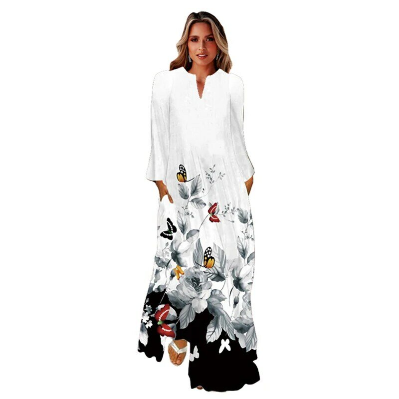 MOVOKAKA Осень-Зима длинное платье пляжное повседневное праздничное платье с длинным рукавом луна звезды принт черные платья женское элегантн...