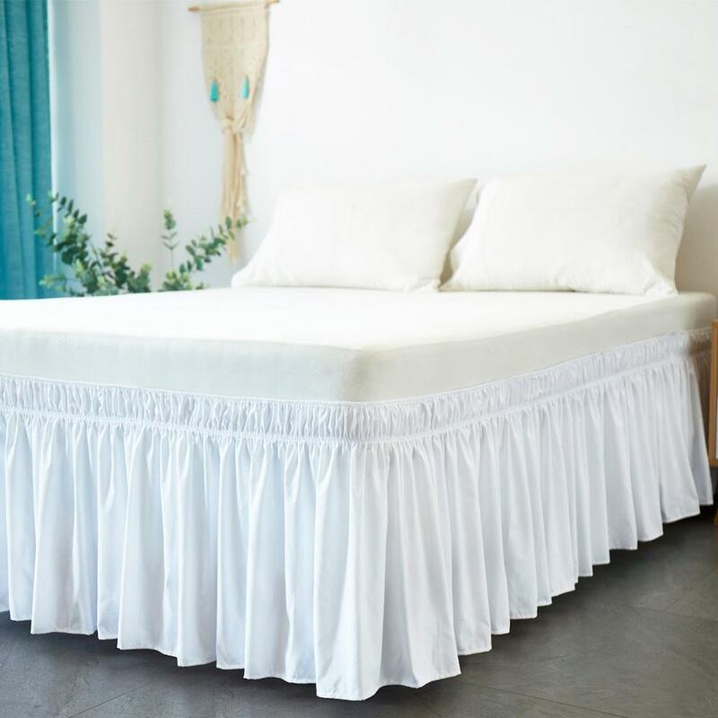 Jupe de lit d'hôtel à enrouler, chemises de lit élastiques sans Surface de lit double/Full/ Queen/ King, taille 38cm de hauteur pour la décoration de la maison, blanc