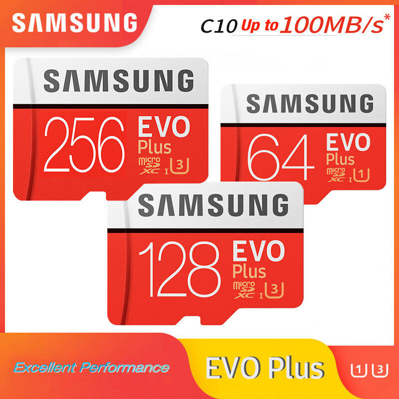 SAMSUNG Microsd Card 256G 128GB 64GB 95เมกะไบต์/วินาทีU3 Class10 32GB U1 MicroSDXC/SDHC EVO Plus Micro SD Card TFแฟลช