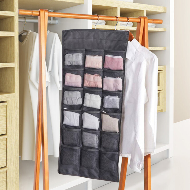 15/30/36 Pockets Hanging Organizer Double-sided Wardrobe Closet Storage With Pouch Reticulate Underwear Bra Sundry Organizer Bag
