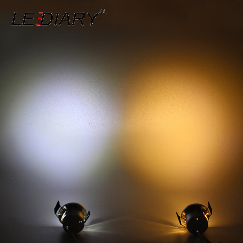 LEDIARY 12V Mini LED Spot oprawy nadaje się do ściemniania zestaw Lamp pilot zdalnego sterowania sufitowa wpuszczana W 1.5W 27mm Cut Hole czarna szafka światła