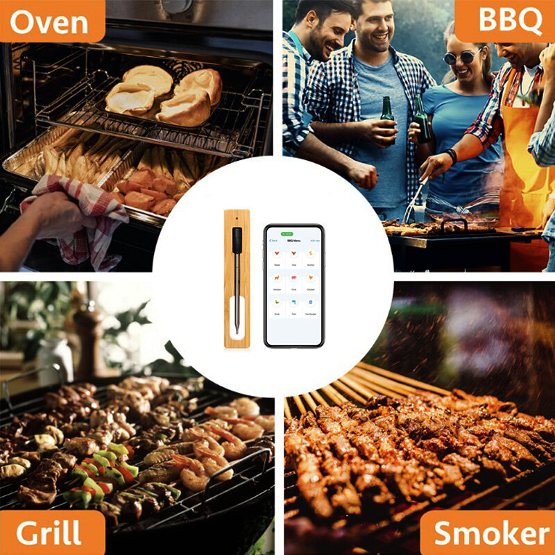 Termómetro Digital inteligente para cocina, dispositivo inalámbrico para cocinar carne, barbacoa, asador, Bluetooth, para exteriores