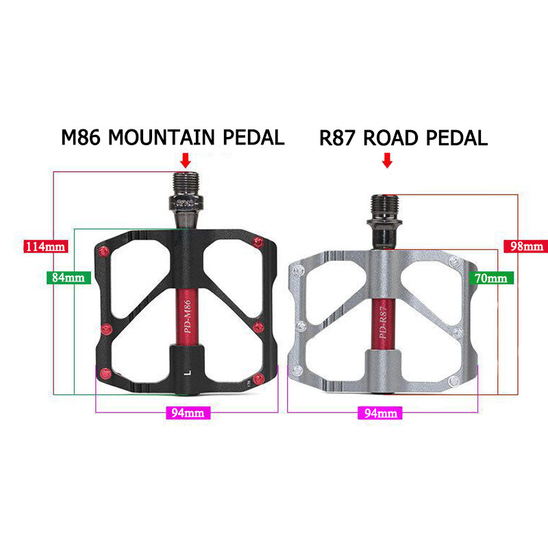 Promend New M86C-R87C MTB / Road Bike Pedal Non-Slip Ultra-Light Aluminum 3 Ball Bearing Cycling Pedals