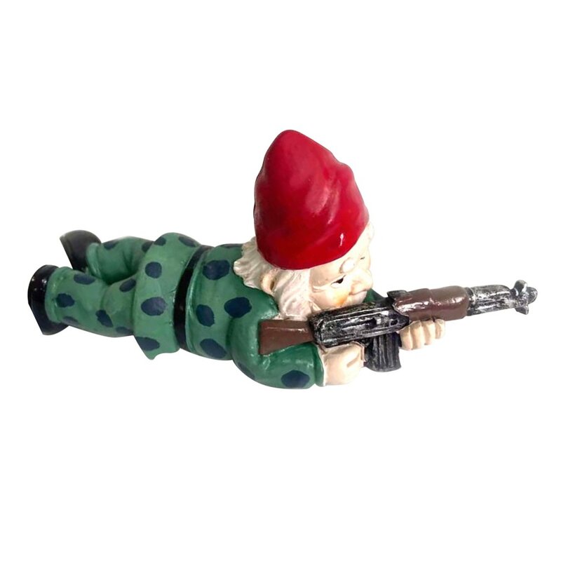 15cm Funny Army Garden Gnome Statue Resin Cartoon Sculpture Ornament Novelty Gift Decoration In Outdoor Garden Lawn Yard