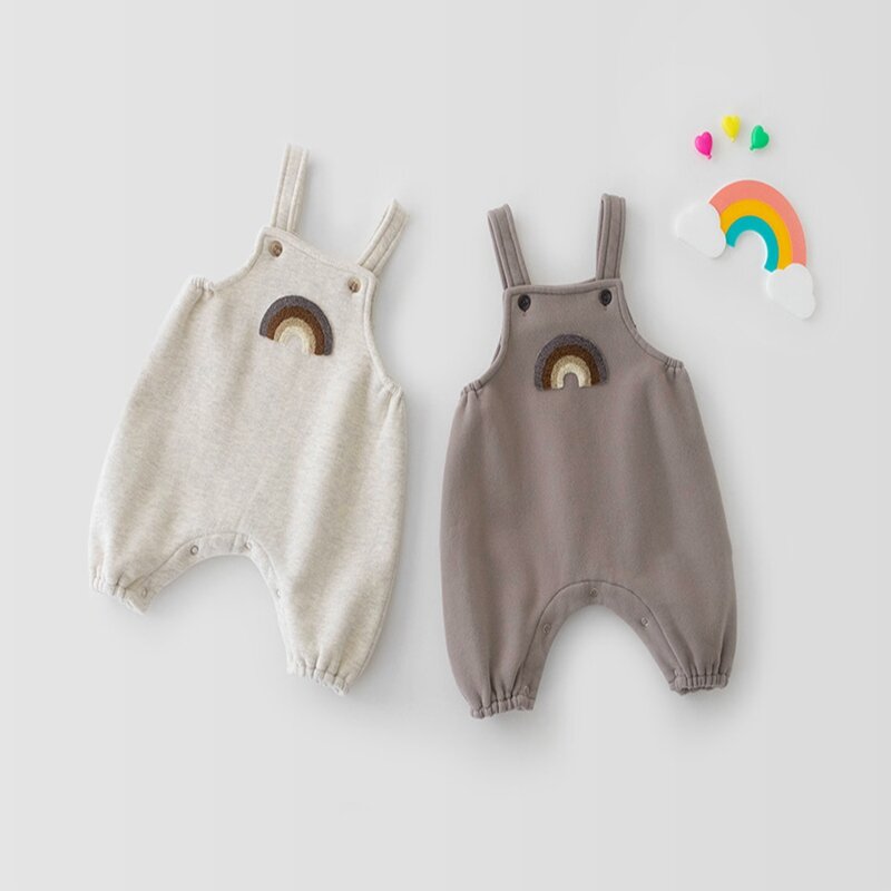 Baju Monyet Bayi Jumpsuit Motif Pelangi Tanpa Lengan untuk Bayi Baru Lahir Pakaian Anak Perempuan Laki-laki Baju Monyet Bayi Musim Semi Jumpsuit Santai