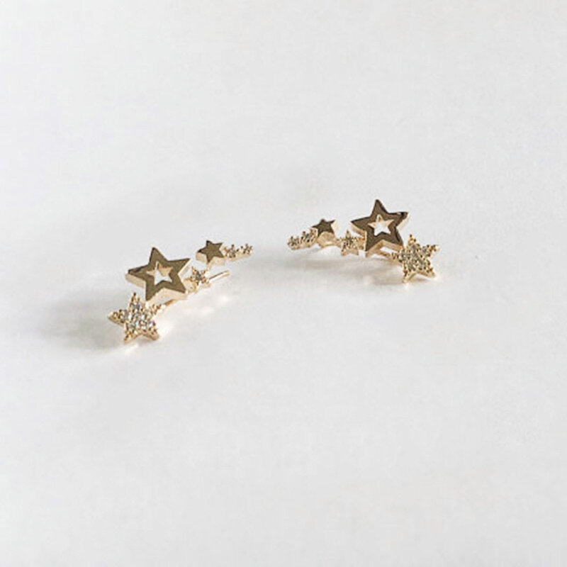 Simples à moda feminina liga de cobre estrela orelha parafuso prisioneiro casual festa de casamento geométrica brincos de gota jóias