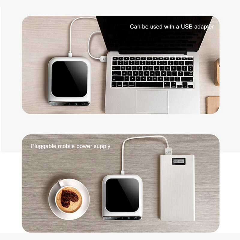 Mug Hangat USB Cangkir Pemanas Desktop Pemanas Coaster untuk Kopi Susu Teh 3 Suhu Disesuaikan Cangkir Pemanasan Pad Hadiah Natal