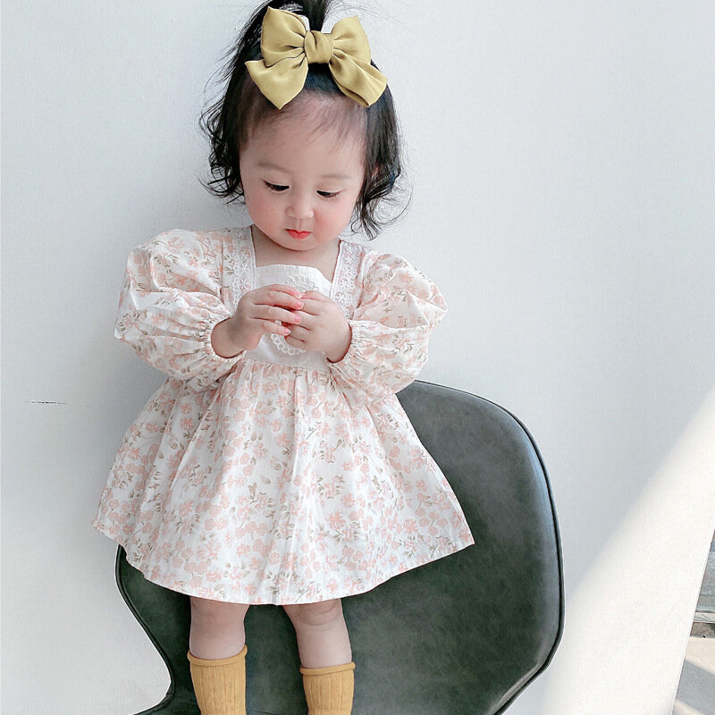 Yg 브랜드 아동복 2021 신생아 등산 복, 유행 꽃 아기 한 벌 한 벌, 아기 오목한 겉옷, 긴 소매