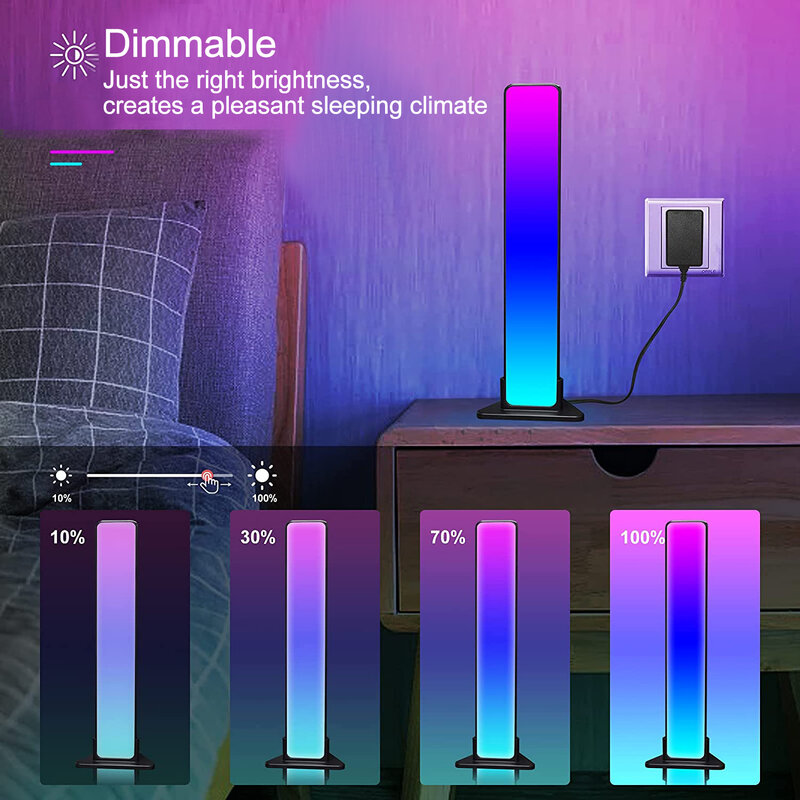 Nuove retroilluminazione musicali RGB controllo del suono barre luminose notturne intelligenti funziona con la luce a LED Bluetooth per la lampada della decorazione della TV da gioco
