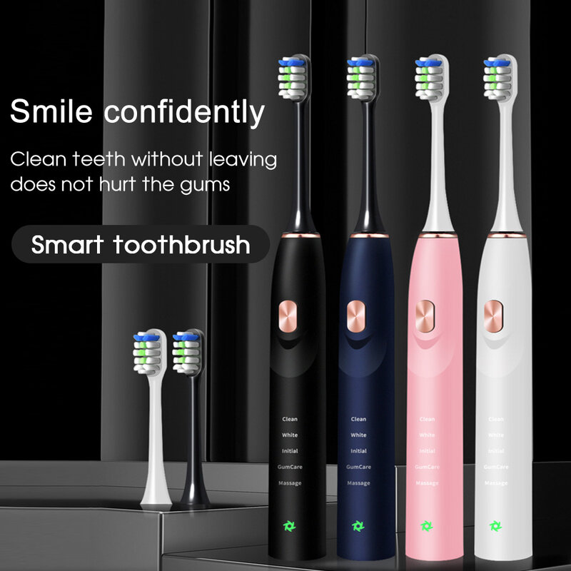 [Boi] 8 Replacement Brush Heads Deep Clean Tooth Smart Memory 5 Mode Rechargeable Wireless Base Sonic Electric Toothbrush