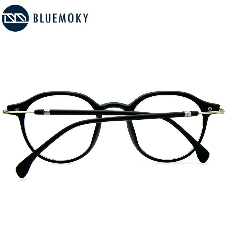 Bluemoky óculos redondos de prescrição, óculos para homens e mulheres com raios azuis, armação fotocrômica e de leitura retrô de miopia
