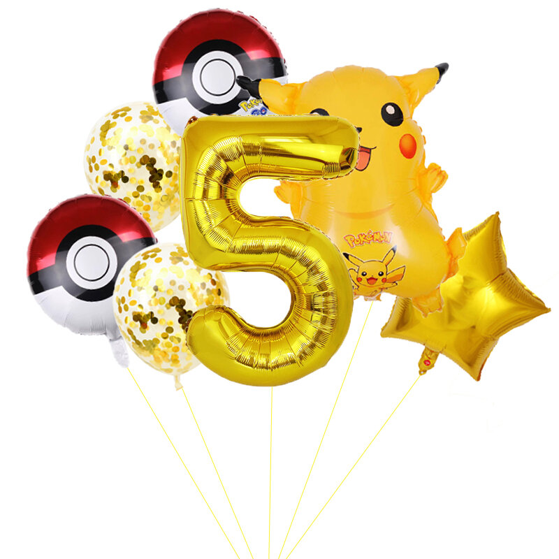Ballons sur la Thème Pokémon de Fête d'Anniversaire, Ballon de Poche, Pikachu, Bulbizarre, Carapuce, Fournitures de Décoration