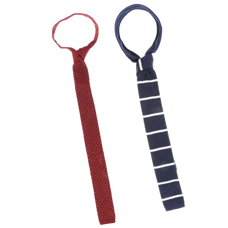 2 peças gravatas de malha masculinas da moda, gravatas finas e finas de tecido, acessórios de roupas