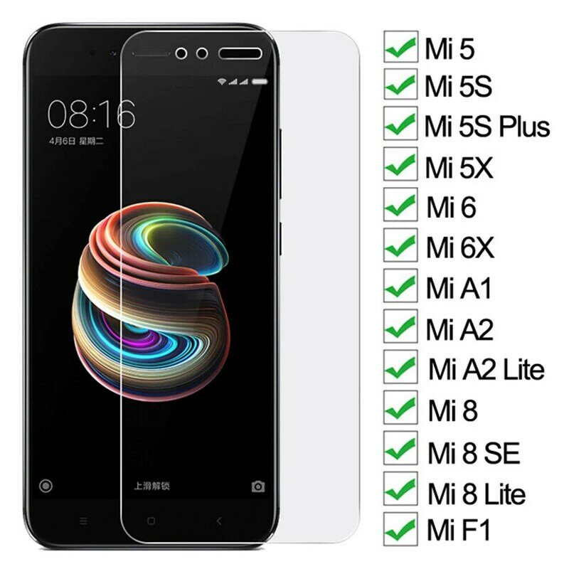 9D Kính Cường Lực Cho Xiaomi Mi 5 5s Plus 5X 6 6X A1 A2 Lite Tấm Bảo Vệ Màn Hình Mi 8 SE 8 Lite Pocophone F1 Kính Bảo Vệ Bộ Phim