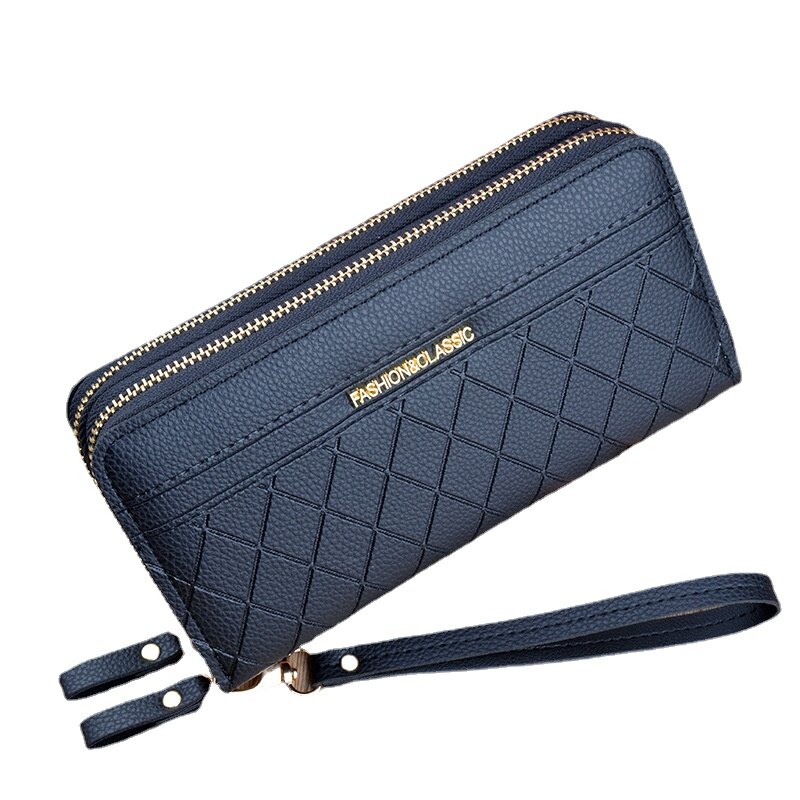 New Style Double Zipper Wallet Ladies Long Large-capacity Plaid Clutch Double-layer Change Mobile Phone Bag Purses