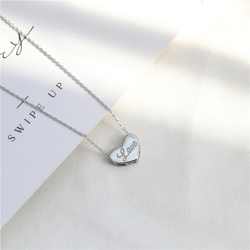 Sodrov-collar de plata de ley 925 para mujer, dulce carta de amor y corazón, collares de plata de ley 925