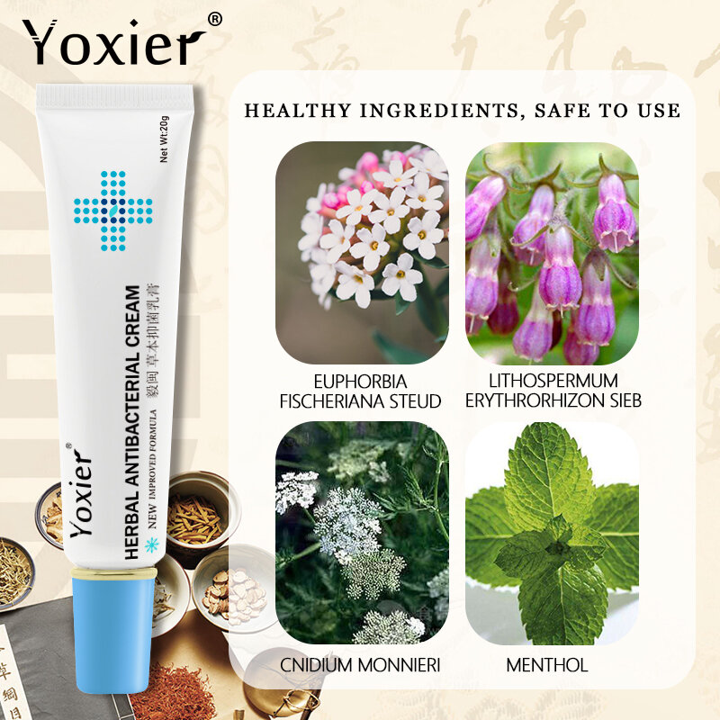 Yoxier Herbal Antibacterial Cream Psoriasis Cream Anti-itch Relief Eczema Skin Rash Urticaria Desquamation Treatment Dropship