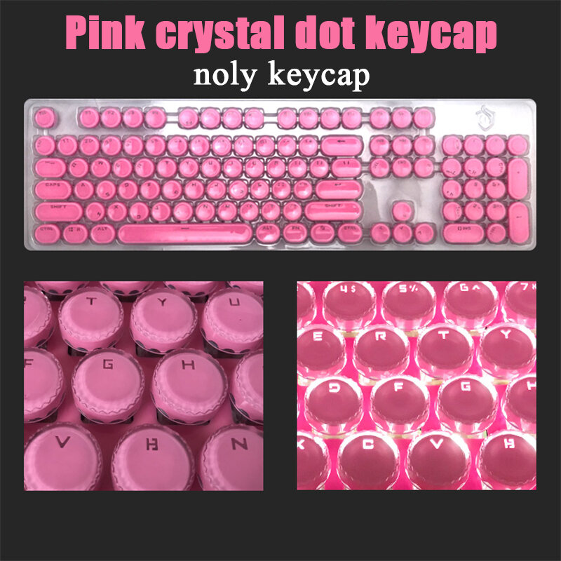 Teclado mecânico abs cruz eixo keycaps para teclado rosa 87 104 teclas steampunk retro redondo cristal translúcido keycap